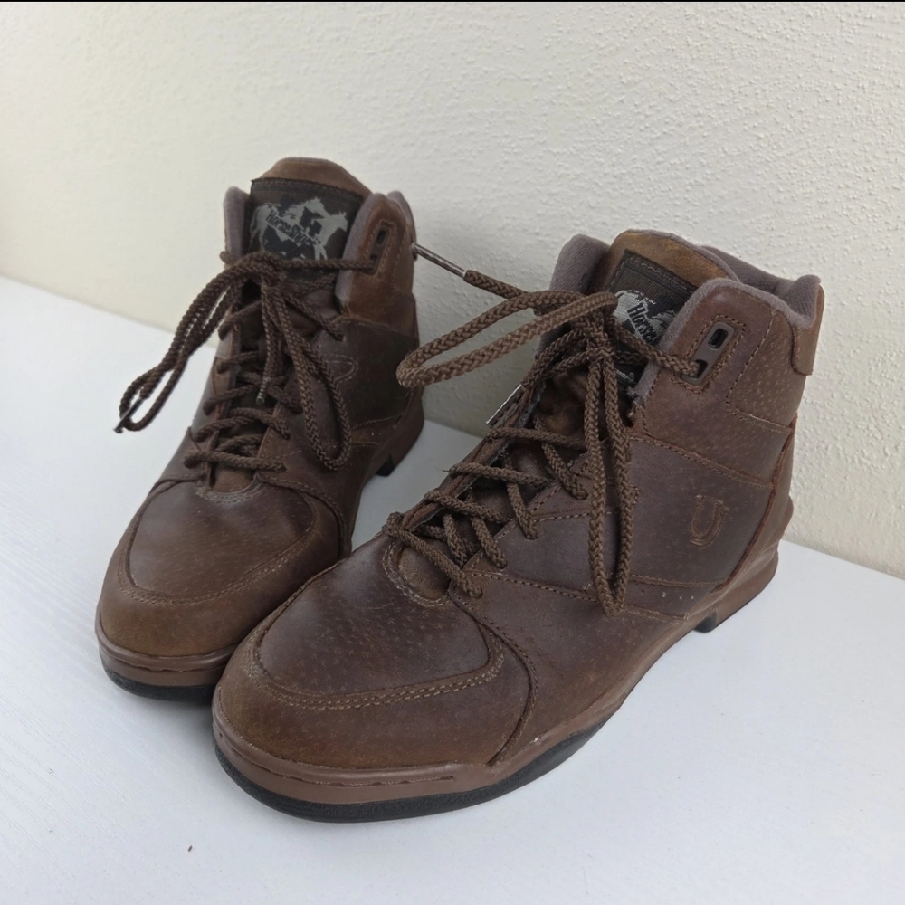 Roper Ladies 7.5 Horseshoe Athletic‎ Brown Leather Work Riding Boot